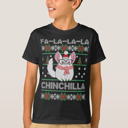 チンチラの醜いクリスマスセーター Tシャツ (正面)