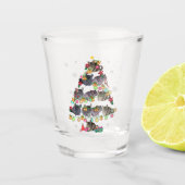 チンチラクリスマスツリーおもしろい齧歯類の恋人クリスマス ショットグラス (正面)