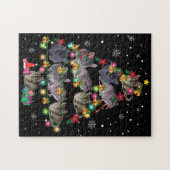 チンチラクリスマスツリーおもしろい齧歯類の恋人クリスマス ジグソーパズル (横)