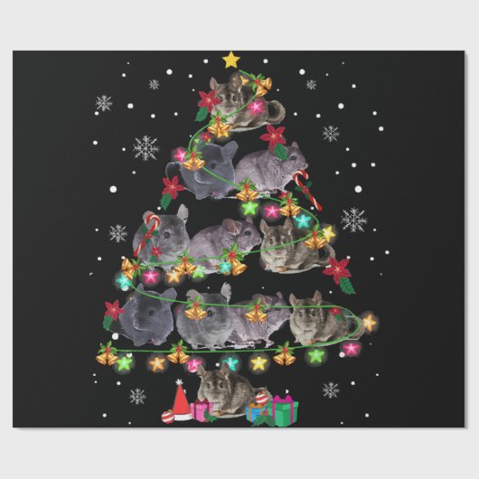 チンチラクリスマスツリーおもしろい齧歯類の恋人クリスマス ラッピングペーパー (フラット)