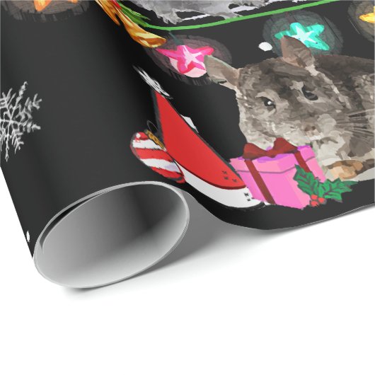 チンチラクリスマスツリーおもしろい齧歯類の恋人クリスマス ラッピングペーパー (ロールコーナー)