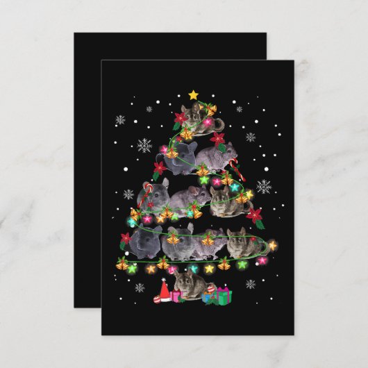 チンチラクリスマスツリーおもしろい齧歯類の恋人クリスマス 出欠カード (正面/裏面)