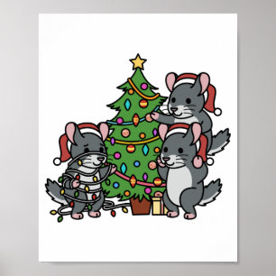 チンチラクリスマスツリー ポスター