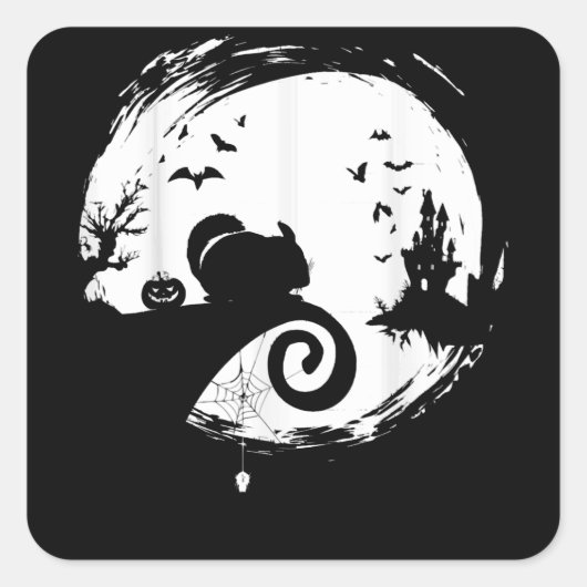 チンチラハロウィーンの衣装ムーンシルエット スクエアシール (正面)