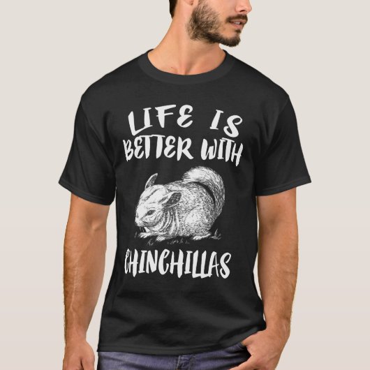 チンチラ動物の方が生きがいが好い Tシャツ (正面)