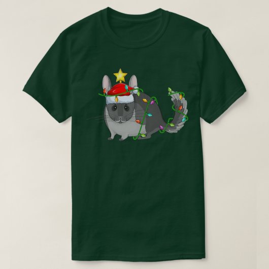 チンチラ照明クリスマスツリーマッチングチンチラ Tシャツ (デザイン正面)