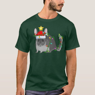 チンチラ照明クリスマスツリーマッチングチンチラ Tシャツ