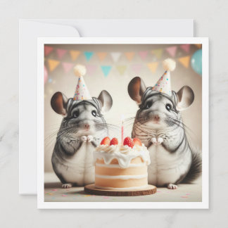 チンチラ食べ物スのケーキ誕生日の招待状 招待状