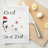 チンチンとジンワインキャットおもしろいのボトル キッチンタオル (四つ折り)