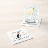 チンチンとジンワインキャットおもしろいのボトル スクエアペーパーコースター (インサイチュ)