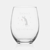 チンチンとジンワインキャットおもしろいのボトル ステムなしワイングラス (裏面)