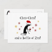 チンチンとジンワインキャットおもしろいのボトル ポストカード (正面/裏面)