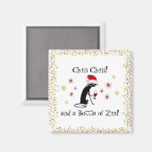 チンチンとジンワインキャットおもしろいのボトル マグネット (正面/裏面)