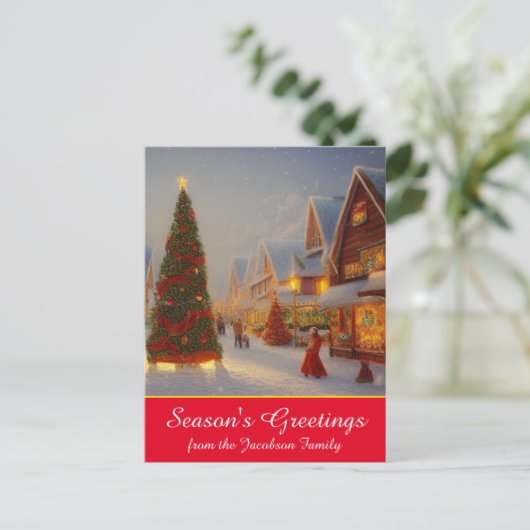 チンツィーヴィレッジクリスマスツリー季節のごあいさつ ポストカード (スタンド正面)