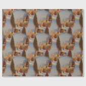 チンツィーヴィレッジクリスマスツリー雪のグローブパターン ラッピングペーパー (フラット)