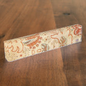 チンツペイズリーアンティークフローラルパターン デスクネームプレート (側面)