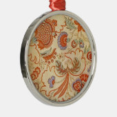 チンツペイズリーアンティークフローラルパターン メタルオーナメント (右)