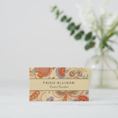 チンツペイズリーアンティークフローラルパターン 名刺 (スタンド正面)