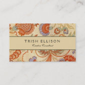 チンツペイズリーアンティークフローラルパターン 名刺 (正面)