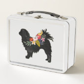 チンドッグ日本のブリードボヘミアンフローラシルエット メタルランチボックス (正面)