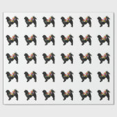 チンドッグ日本のブリードボヘミアンフローラシルエット ラッピングペーパー (フラット)