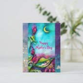 チンバリーナがバラの葉の間で眠っている ポストカード (スタンド正面)