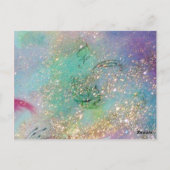 チンバリーナがバラの葉の間で眠っている ポストカード (裏面)