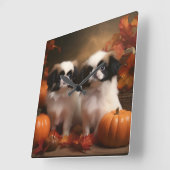 チンパピー日本の秋デライトカボチャ スクエア壁時計 (傾斜)