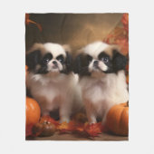 チンパピー日本の秋デライトカボチャ フリースブランケット (正面)