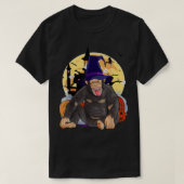 チンパンジーかわいいハロウィンウィッチカボチャ Tシャツ (デザイン正面)