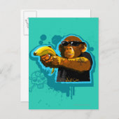 チンパンジーがバナナを握り ポストカード (正面/裏面)