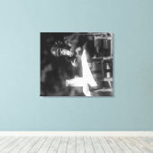 チンパンジーが国立動物園のテーブルに着席 キャンバスプリント (インサイチュ (ウッドフロア))