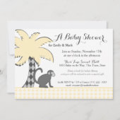 チンパンジーとパームツリーベビーシャワー 招待状 (正面)