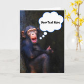 チンパンジーのおもしろい顔の野生動物グリーティングカード カード (黄色い花)