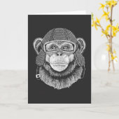 チンパンジーのオートバイのライダー カード (黄色い花)