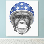 チンパンジーのオートバイのライダー キャンバスプリント (インサイチュ (ウッドフロア))