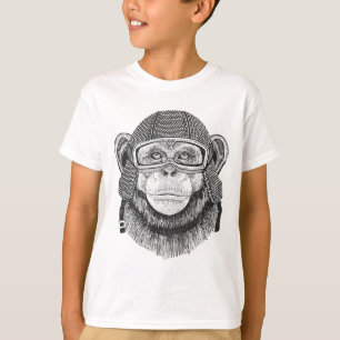 チンパンジーのオートバイのライダー Tシャツ