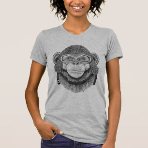 チンパンジーのオートバイのライダー Tシャツ