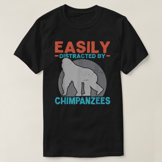 チンパンジーのチンパンジーに気を取られるサル猿 Tシャツ (デザイン正面)