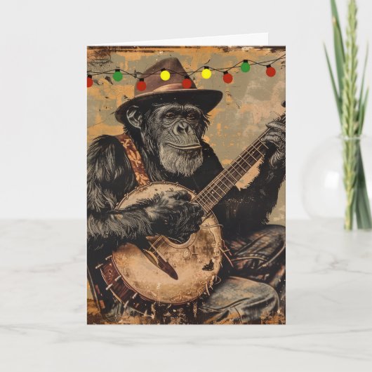 チンパンジーのユーモアあふれるクリスマスカード カード (正面)