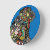 チンパンジーのラブブルー ラウンド壁時計 (傾斜)