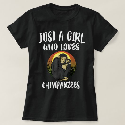 チンパンジーの贈り物を愛しているだけの女の子 Tシャツ (デザイン正面)