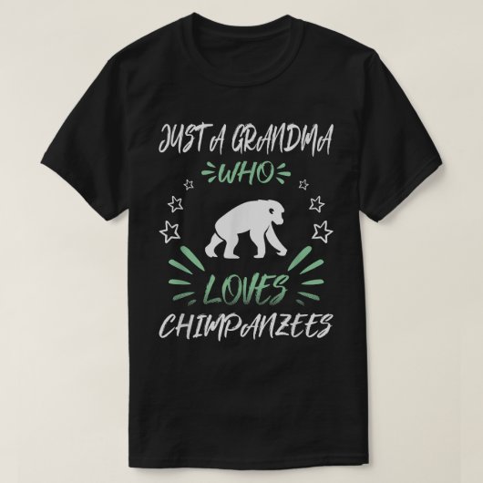 チンパンジーを愛するおばあちゃん Tシャツ (デザイン正面)