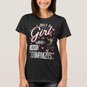 チンパンジーを愛する女おもしろいの子 Tシャツ