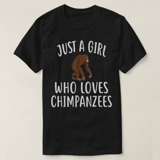 チンパンジーを愛する女の子 Tシャツ (デザイン正面)