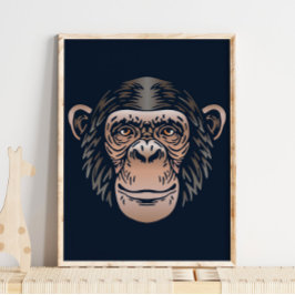 チンパンジーアフリカプリント |チンパンジーアニマルプリント ポスター