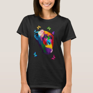 チンパンジーカラフルモンキーチンパンジー Tシャツ