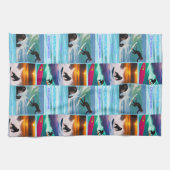 チンパンジーサーフィンフォトコラージュ皿タオル キッチンタオル (横)