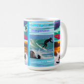 チンパンジーサーフィンフォトコラージュ、コーヒーマグ コーヒーマグカップ (正面右)