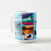 チンパンジーサーフィンフォトコラージュ、コーヒーマグ コーヒーマグカップ (正面左)